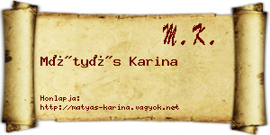 Mátyás Karina névjegykártya
